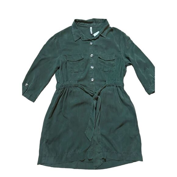 NWT Zara Army Green Women's Lyocell Shirt Dress Sz M - Picture 3 of 12